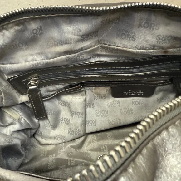 MICHAEL Michael Kors Gunmetal Ranger Leather Satchel Y2K - Picture 8 of 9